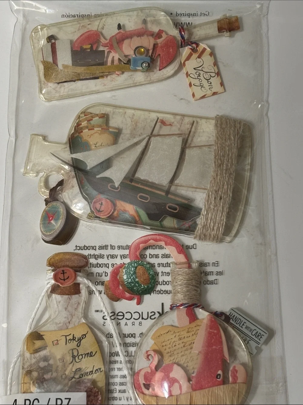 Jolee's Boutique Nautical Bottle Embellishments Jolees Message In Bottle 3D